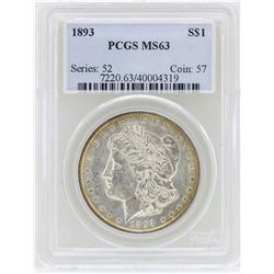 1893 $1 Morgan Silver Dollar Coin PCGS MS63