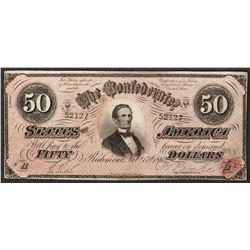 1864 $50 Confederate States of America Note