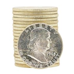 Roll of (20) 1963 Brilliant Uncirculated Franklin Half Dollar Silver Coins