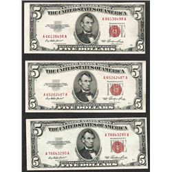 Lot of (3) 1953 $5 Legal Tender Notes