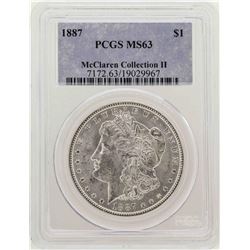 1887 $1 Morgan Silver Dollar Coin PCGS MS63