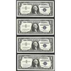Lot of (4) Consecutive 1957 $1 Silver Certificate STAR Notes Uncirculated