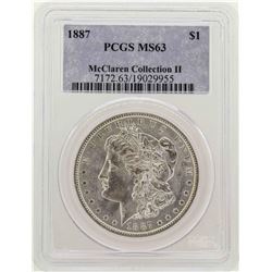 1887 $1 Morgan Silver Dollar Coin PCGS MS63