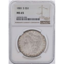 1881-S $1 Morgan Silver Dollar Coin NGC MS65