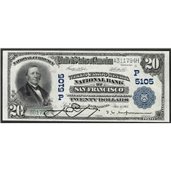 1902 $20 PB San Francisco, CA National Currency Note CH# 5105