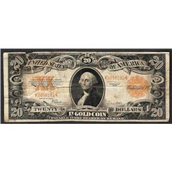 1922 $20 Gold Certificate Note Internal Tear