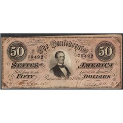 1864 $50 Confederate States of America Note