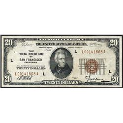 1929 $20 The Federal Reserve Bank of San Francisco Note