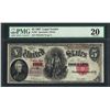 Image 1 : 1907 $5 Woodchopper Legal Tender Note Fr.91 PMG Very Fine 20