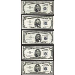 Lot of (5) 1953 $5 Silver Certificate Notes