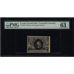 1863 Second Issue 5 Cent Fractional Currency Note PMG Choice Uncirculated 63EPQ