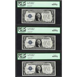 (3) Consecutive 1928A $1 Funnyback Silver Certificate Notes Fr.1601 PCGS Gem New