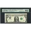 Image 1 : 1999 $1 Federal Reserve Note ERROR Misalignment PMG Choice Uncirculated 64EPQ