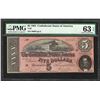 Image 1 : 1864 $5 Confederate States of America Note T-69 PMG Choice Uncirculated 63EPQ