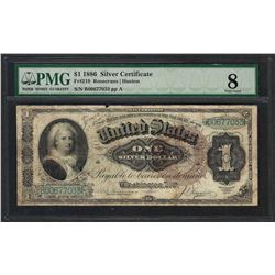 1886 $1 Martha Washington Silver Certificate Note Fr.219 PMG Very Good 8