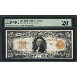 1922 $20 Gold Certificate Note Fr.1187 PMG Very Fine 20