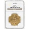Image 1 : 1922 $20 St. Gaudens Double Eagle Gold Coin NGC MS62
