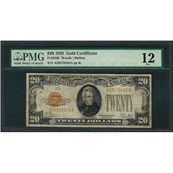 1928 $20 Gold Certificate Note Fr.2402 PMG Fine 12