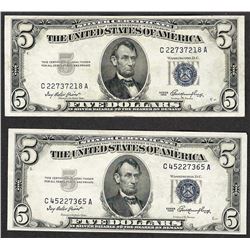 Lot of (2) 1953 $5 Silver Certificate Notes