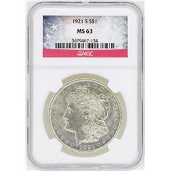 1921-S $1 Morgan Silver Dollar Coin NGC MS63