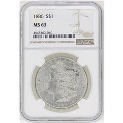1886 $1 Morgan Silver Dollar Coin NGC MS63