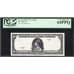 1929 American Bank Note Company Test Note 10 Units PCGS Very Choice New 64PPQ
