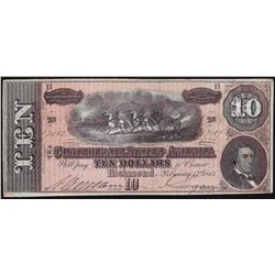 1864 $10 Confederate States of America Note
