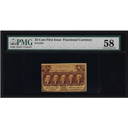 1862 First Issue 25 Cent Fractional Currency Note PMG Choice About Uncirculated