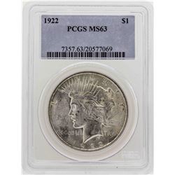 1923 $1 Peace Silver Dollar Coin PCGS MS63