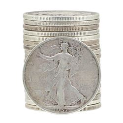 Roll of (20) Assorted Date Walking Liberty Half Dollar Coins Circulated