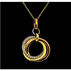 14KT Yellow, Rose and White Gold 0.21 ctw Diamond Pendant with Chain