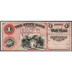 1800's $1 The State Bank of Michigan Obsolete Note