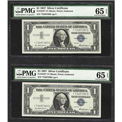(2) Consecutive 1957 $1 Silver Certificate STAR Notes PMG Gem Uncirculated 65EPQ