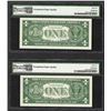 Image 2 : (2) Consecutive 1957 $1 Silver Certificate STAR Notes PMG Gem Uncirculated 65EPQ