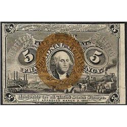 March 3, 1863 Five Cent Second Issue Fractional Note