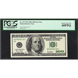 2001 $100 Federal Reserve STAR Note PCGS Superb Gem New 68PPQ
