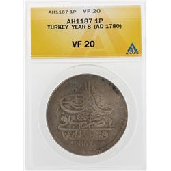 AH1187 1 Para Turkey Year 8 AD1780 Coin ANACS VF20