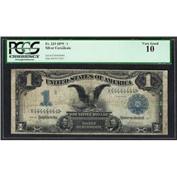 1899 $1 Black Eagle Silver Certificate Note SOLID SERIAL NUMBER PCGS Very Good 1