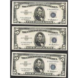 Lot of (3) 1953A $5 Silver Certificate Notes