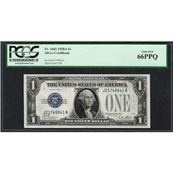 1928A $1 Funnyback Silver Certificate Note Fr.1601 PCGS Gem New 66PPQ