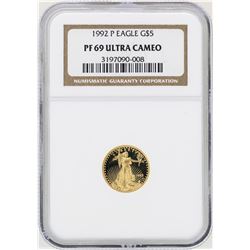 1992P $5 American Gold Eagle Coin NGC PF69 Ultra Cameo