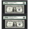 Image 1 : Lot of (2) Consecutive 1957 $1 Silver Certificate Notes PMG Gem Uncirculated 66E