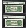 Image 2 : Lot of (2) Consecutive 1957 $1 Silver Certificate Notes PMG Gem Uncirculated 66E