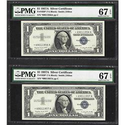 Lot of (2) 1957A $1 Silver Certificate STAR Notes PMG Superb Gem Uncirculated 67