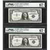 Image 1 : Lot of (2) 1957A $1 Silver Certificate STAR Notes PMG Superb Gem Uncirculated 67