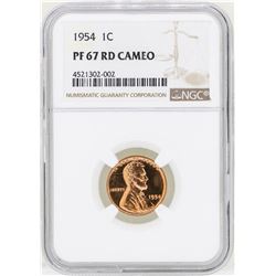 1954 Lincoln Wheat Penny Proof Coin NGC PF67RD Cameo