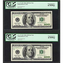 Lot of (2) Consecutive 2001 $100 Federal Reserve STAR Note PCGS Superb Gem New 6
