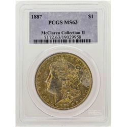 1887 $1 Morgan Silver Dollar Coin PCGS MS63