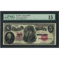 1907 $5 Woodchopper Legal Tender Note Fr.88 PMG Choice Fine 15
