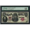 Image 1 : 1907 $5 Woodchopper Legal Tender Note Fr.88 PMG Choice Fine 15